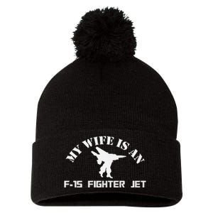 My Wife Is A Fighter Jet Premium Pom Pom 12in Knit Beanie