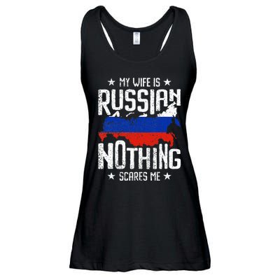 My Wife Is Russian Nothing Scares Me Husband Ladies Essential Flowy Tank