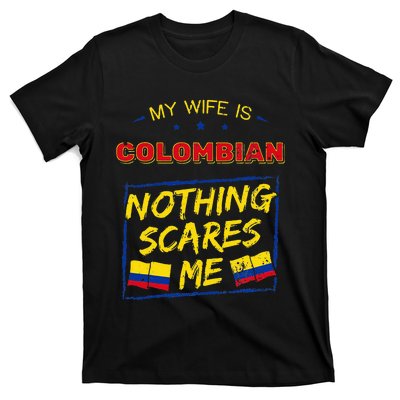 My Wife Is Colombian Republic Of Colombia Heritage Flag T-Shirt