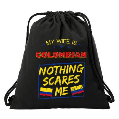 My Wife Is Colombian Republic Of Colombia Heritage Flag Drawstring Bag