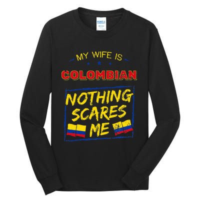 My Wife Is Colombian Republic Of Colombia Heritage Flag Tall Long Sleeve T-Shirt