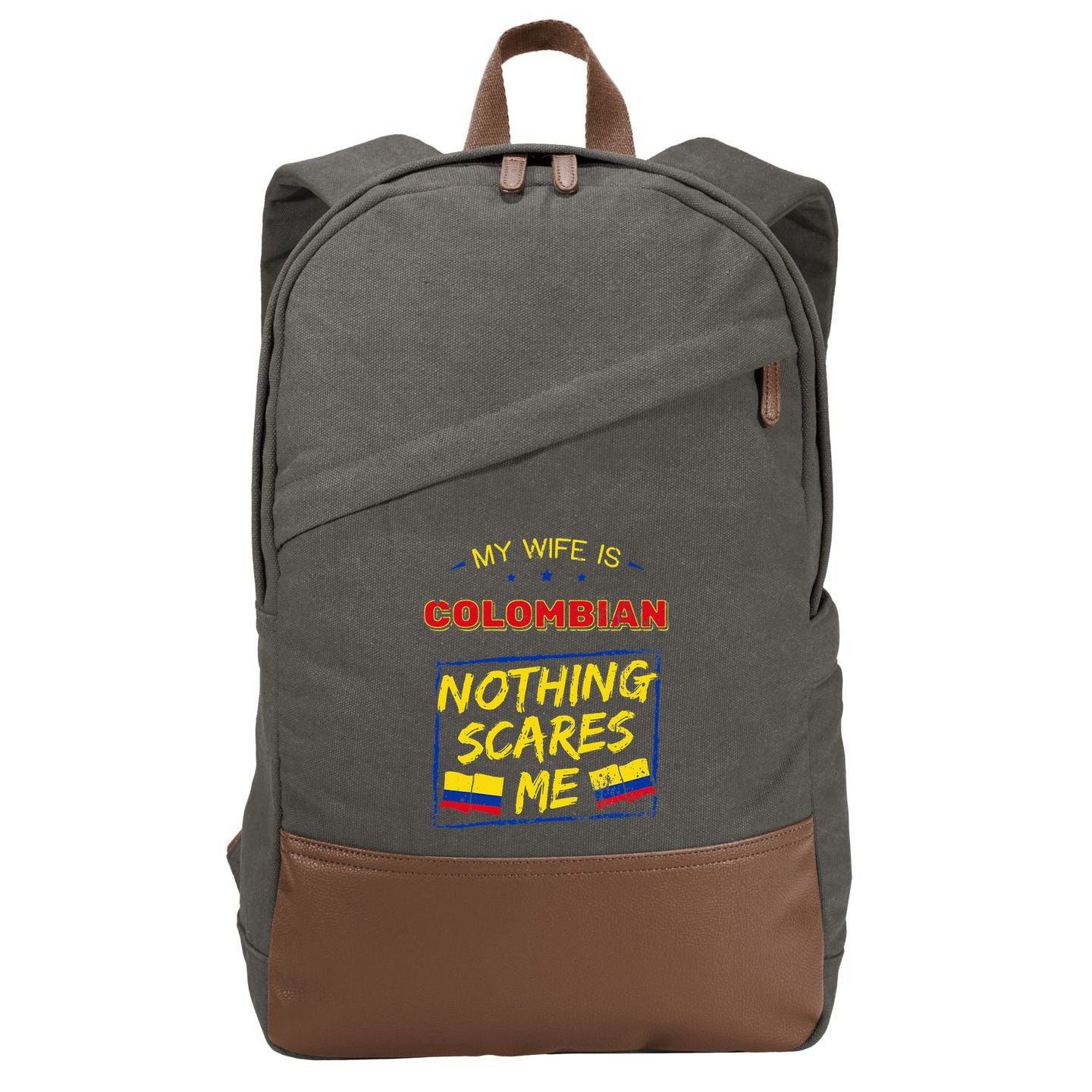 My Wife Is Colombian Republic Of Colombia Heritage Flag Cotton Canvas Backpack