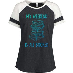 My Weekend Is All Booked Funny Reading Book Lover Librarian Great Gift Enza Ladies Jersey Colorblock Tee