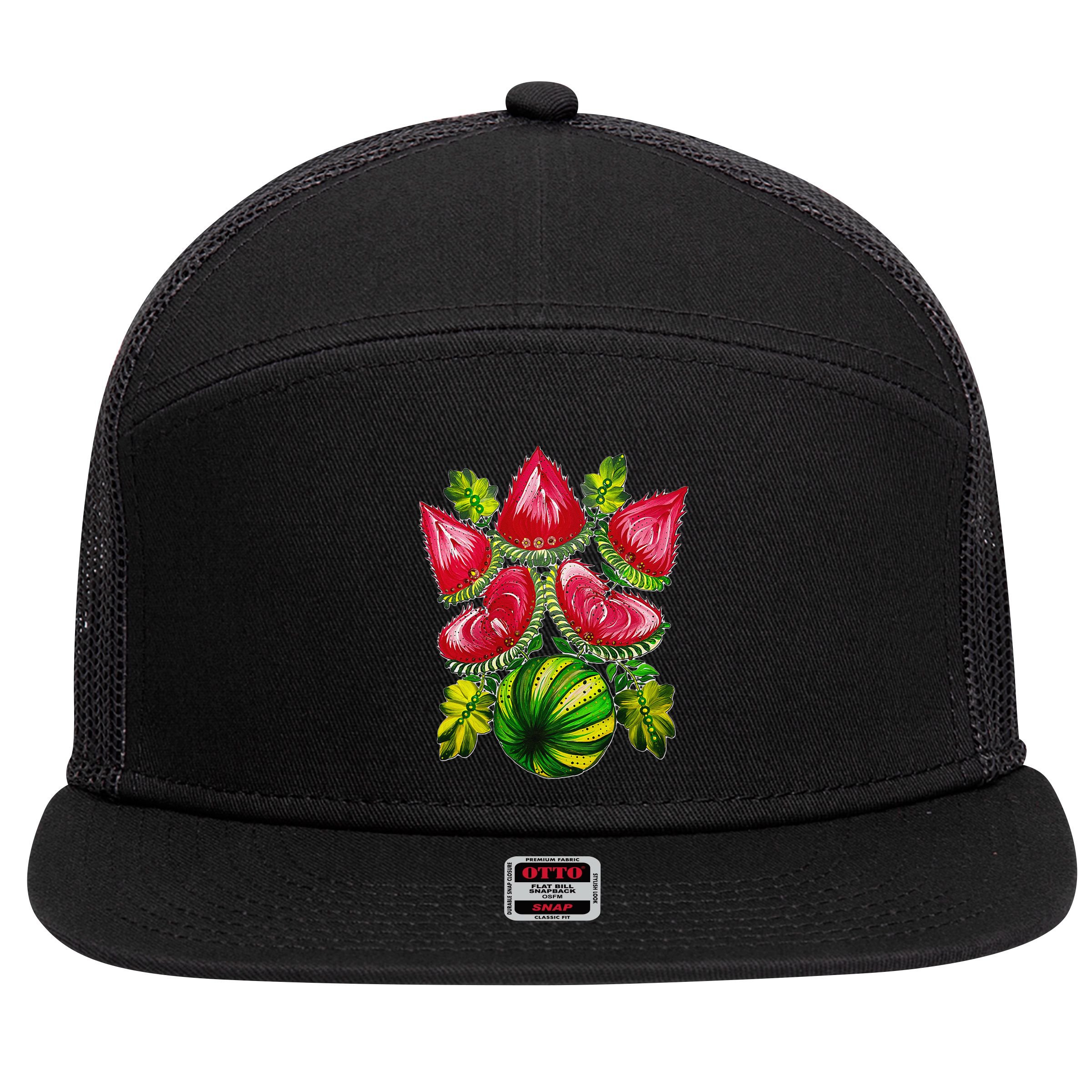 Magic Watermelon. Kherson symbol. Petrykivka painting. 7 Panel Mesh Trucker Snapback Hat