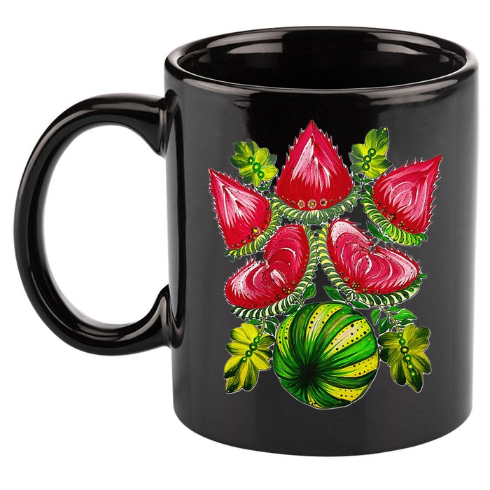 Magic Watermelon. Kherson symbol. Petrykivka painting. 11oz C Handle Ceramic Mug