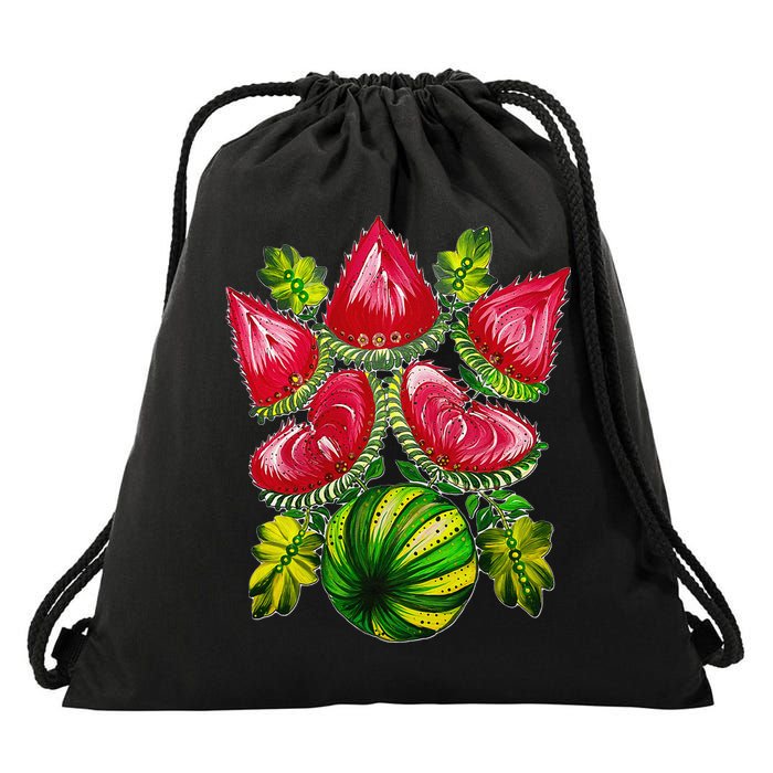 Magic Watermelon. Kherson symbol. Petrykivka painting. Drawstring Bag