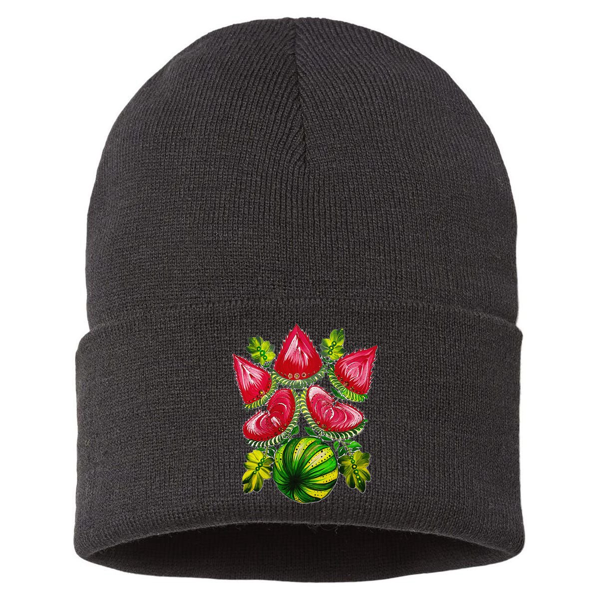 Magic Watermelon. Kherson symbol. Petrykivka painting. Sustainable Knit Beanie