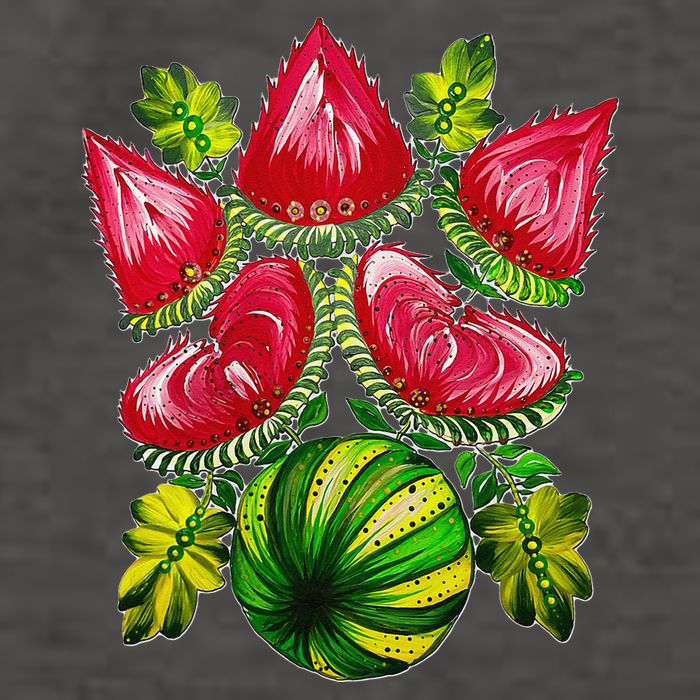 Magic Watermelon. Kherson symbol. Petrykivka painting. Vector Backpack
