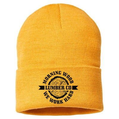 Morning Wood Lumber Co. Funny Lumberjack Logger Arborist Sustainable Knit Beanie