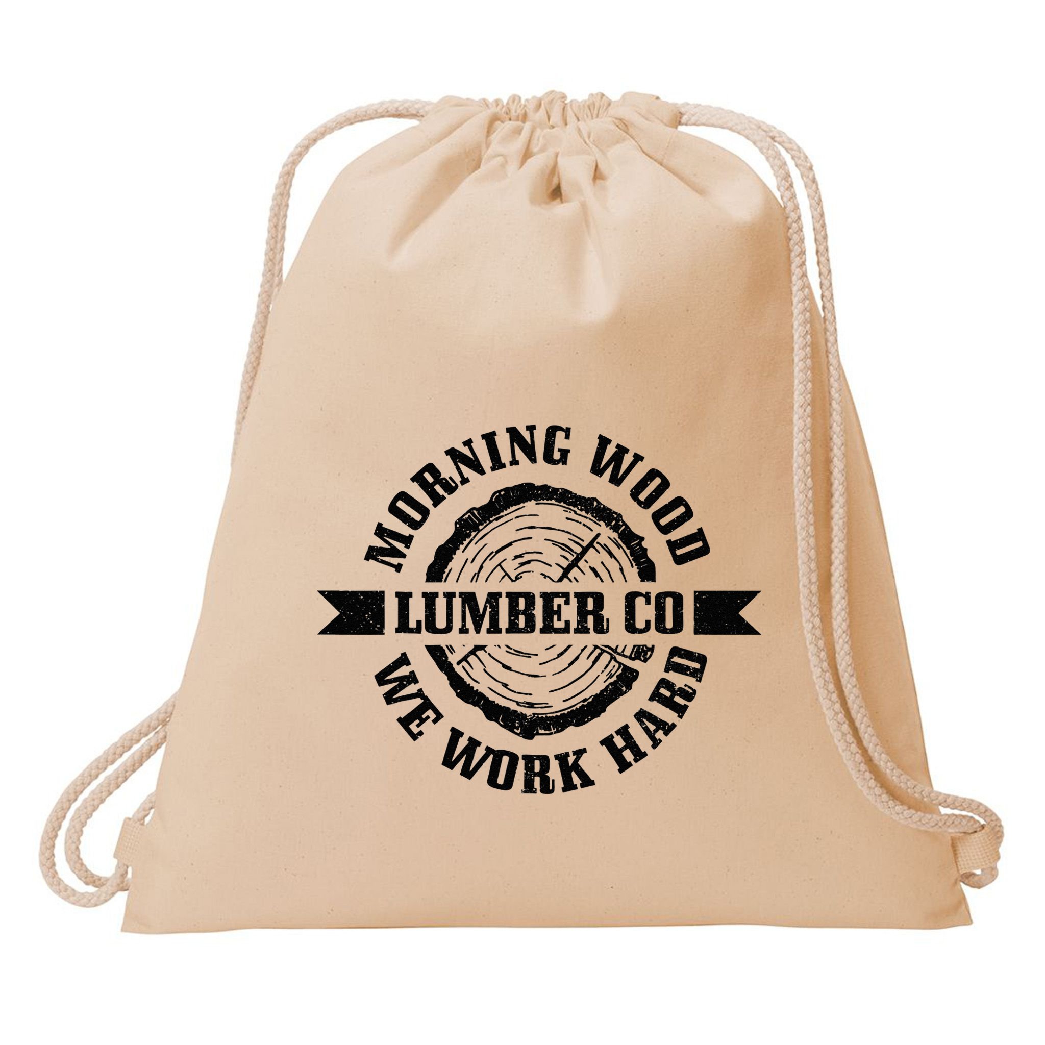 Morning Wood Lumber Co. Funny Lumberjack Logger Arborist Drawstring Bag