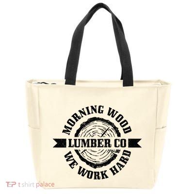 Morning Wood Lumber Co. Funny Lumberjack Logger Arborist Zip Tote Bag