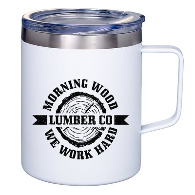 Morning Wood Lumber Co. Funny Lumberjack Logger Arborist 12oz Stainless Steel Coffee Mug