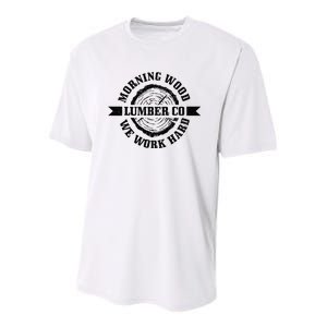 Morning Wood Lumber Co. Funny Lumberjack Logger Arborist Youth Performance Sprint T-Shirt