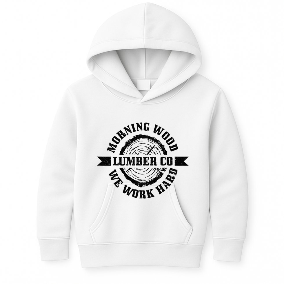 Morning Wood Lumber Co. Funny Lumberjack Logger Arborist Kids Hoodie