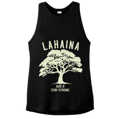 Maui Wildfire Lahaina Survivor Maui Hawaii Strong Ladies PosiCharge Tri-Blend Wicking Tank