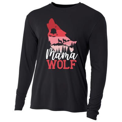 Mama Wolf Lover Wildlife Animal Zookeeper Mothers Day Cooling Performance Long Sleeve Crew