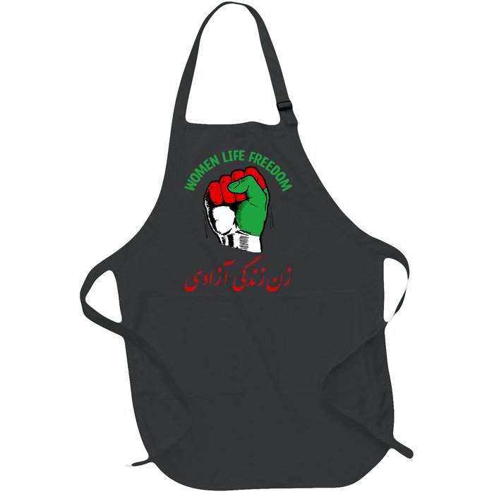 Mahsa, WOMEN LIFE FREEDOM, Cute Iranian Flag Fist Of Iranian Full-Length Apron With Pockets