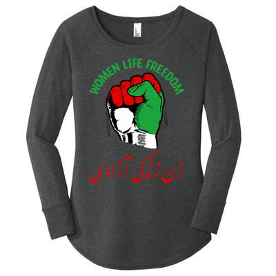 Mahsa, WOMEN LIFE FREEDOM, Cute Iranian Flag Fist Of Iranian Women's Perfect Tri Tunic Long Sleeve Shirt