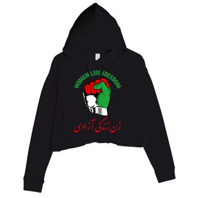 Mahsa, WOMEN LIFE FREEDOM, Cute Iranian Flag Fist Of Iranian Crop Fleece Hoodie