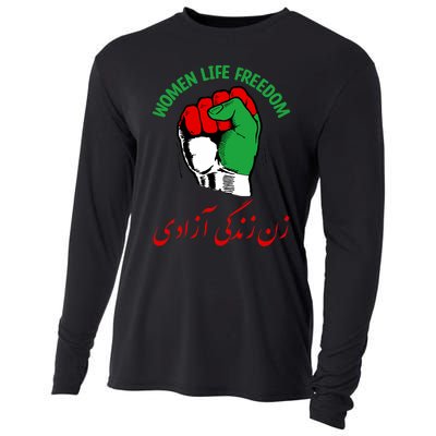 Mahsa, WOMEN LIFE FREEDOM, Cute Iranian Flag Fist Of Iranian Cooling Performance Long Sleeve Crew