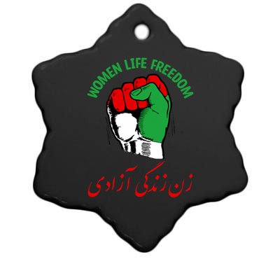 Mahsa, WOMEN LIFE FREEDOM, Cute Iranian Flag Fist Of Iranian Ceramic Star Ornament