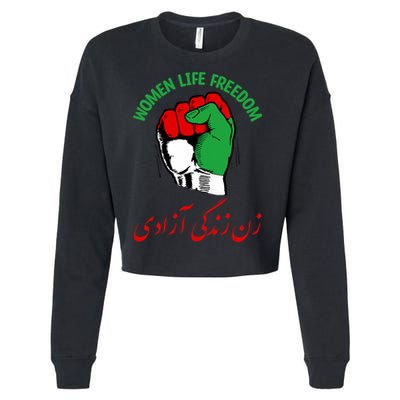 Mahsa, WOMEN LIFE FREEDOM, Cute Iranian Flag Fist Of Iranian Cropped Pullover Crew