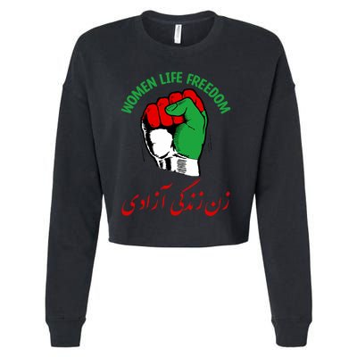 Mahsa, WOMEN LIFE FREEDOM, Cute Iranian Flag Fist Of Iranian Cropped Pullover Crew