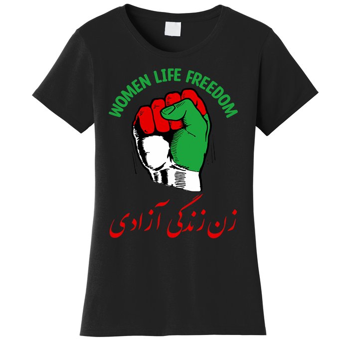 Mahsa, WOMEN LIFE FREEDOM, Cute Iranian Flag Fist Of Iranian Women's T-Shirt