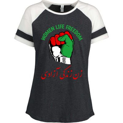 Mahsa, WOMEN LIFE FREEDOM, Cute Iranian Flag Fist Of Iranian Enza Ladies Jersey Colorblock Tee