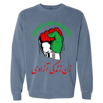 Mahsa, WOMEN LIFE FREEDOM, Cute Iranian Flag Fist Of Iranian Garment-Dyed Sweatshirt