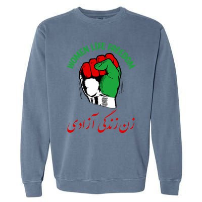 Mahsa, WOMEN LIFE FREEDOM, Cute Iranian Flag Fist Of Iranian Garment-Dyed Sweatshirt