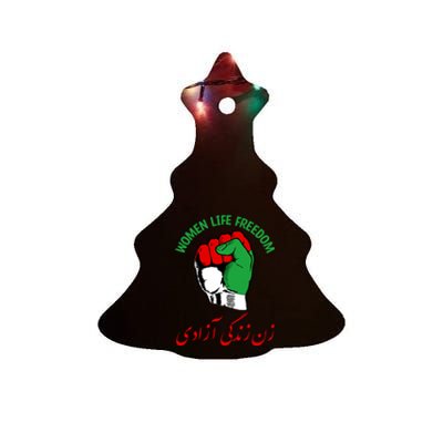 Mahsa, WOMEN LIFE FREEDOM, Cute Iranian Flag Fist Of Iranian Ceramic Tree Ornament