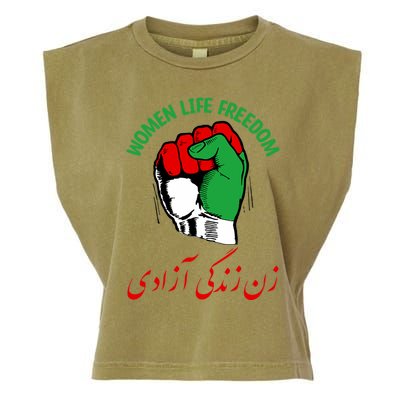 Mahsa, WOMEN LIFE FREEDOM, Cute Iranian Flag Fist Of Iranian Garment-Dyed Women's Muscle Tee