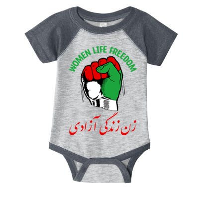 Mahsa, WOMEN LIFE FREEDOM, Cute Iranian Flag Fist Of Iranian Infant Baby Jersey Bodysuit