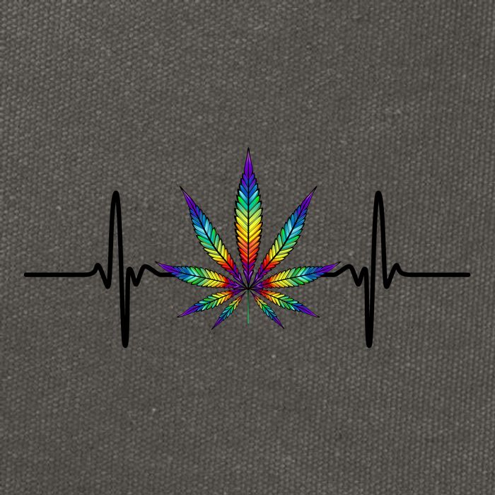 Marijuana Weed Leaf Heartbeat Cotton Canvas Backpack