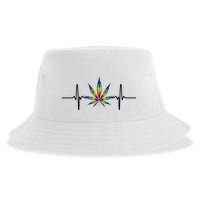 Marijuana Weed Leaf Heartbeat Sustainable Bucket Hat