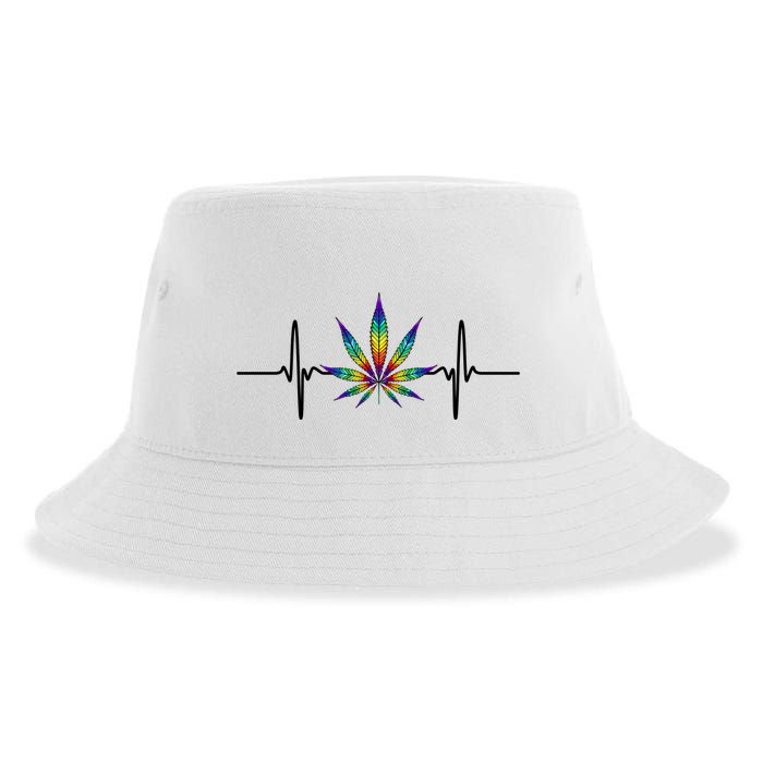 Marijuana Weed Leaf Heartbeat Sustainable Bucket Hat