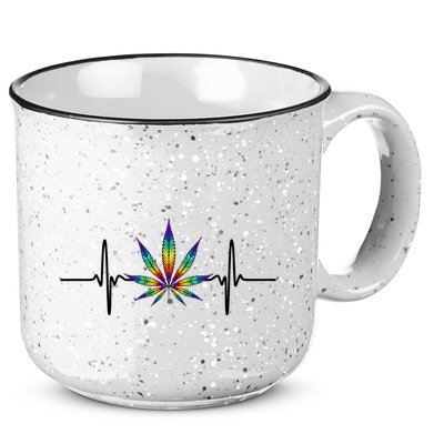 Marijuana Weed Leaf Heartbeat 15oz Campfire Ceramic Mug