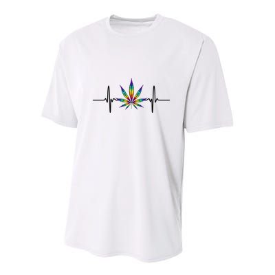 Marijuana Weed Leaf Heartbeat Youth Performance Sprint T-Shirt