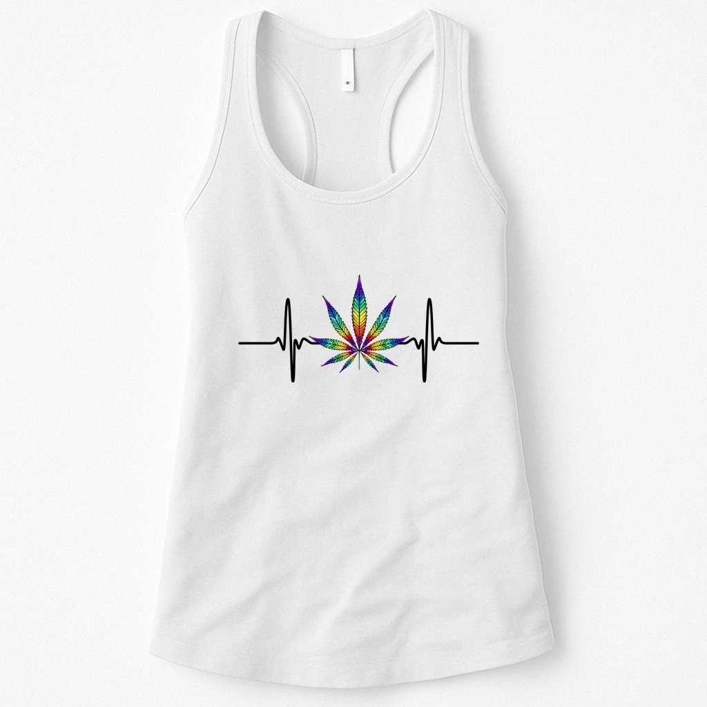 Marijuana Weed Leaf Heartbeat Womens Tank Top