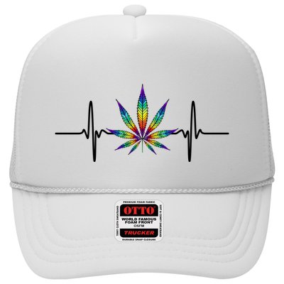 Marijuana Weed Leaf Heartbeat Trucker Hat
