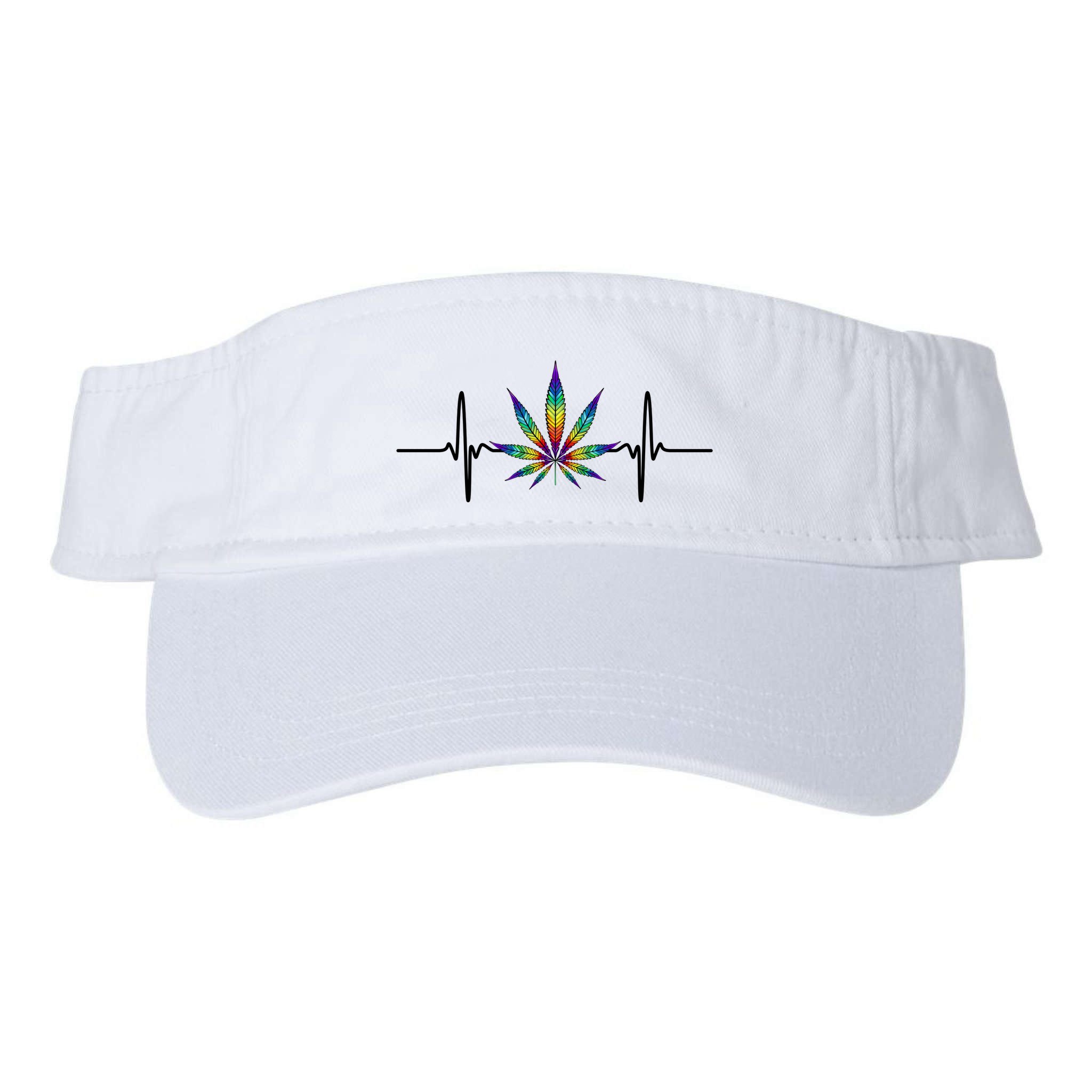 Marijuana Weed Leaf Heartbeat Visor