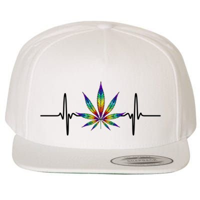 Marijuana Weed Leaf Heartbeat Wool Snapback Cap
