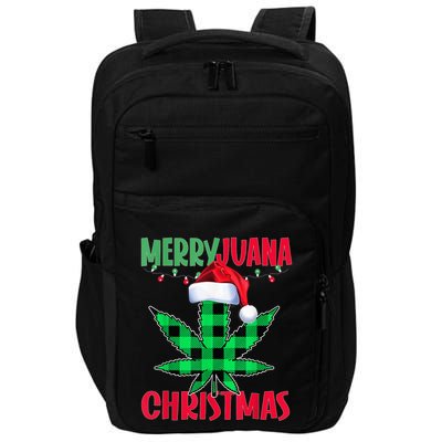 Merryjuana Weed Leaf Funny Christmas Pajama Xmas Impact Tech Backpack