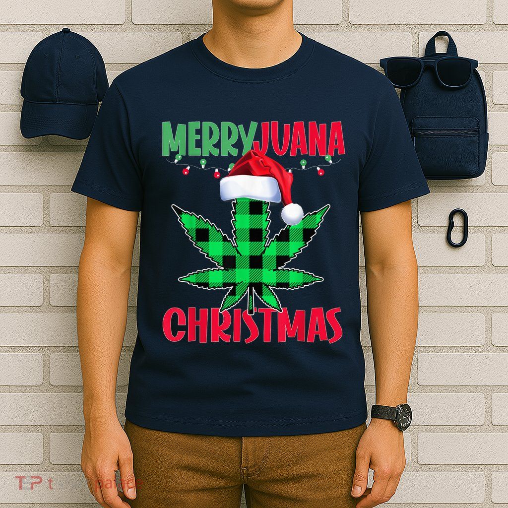 Merryjuana Weed Leaf Funny Christmas Pajama Xmas T-Shirt