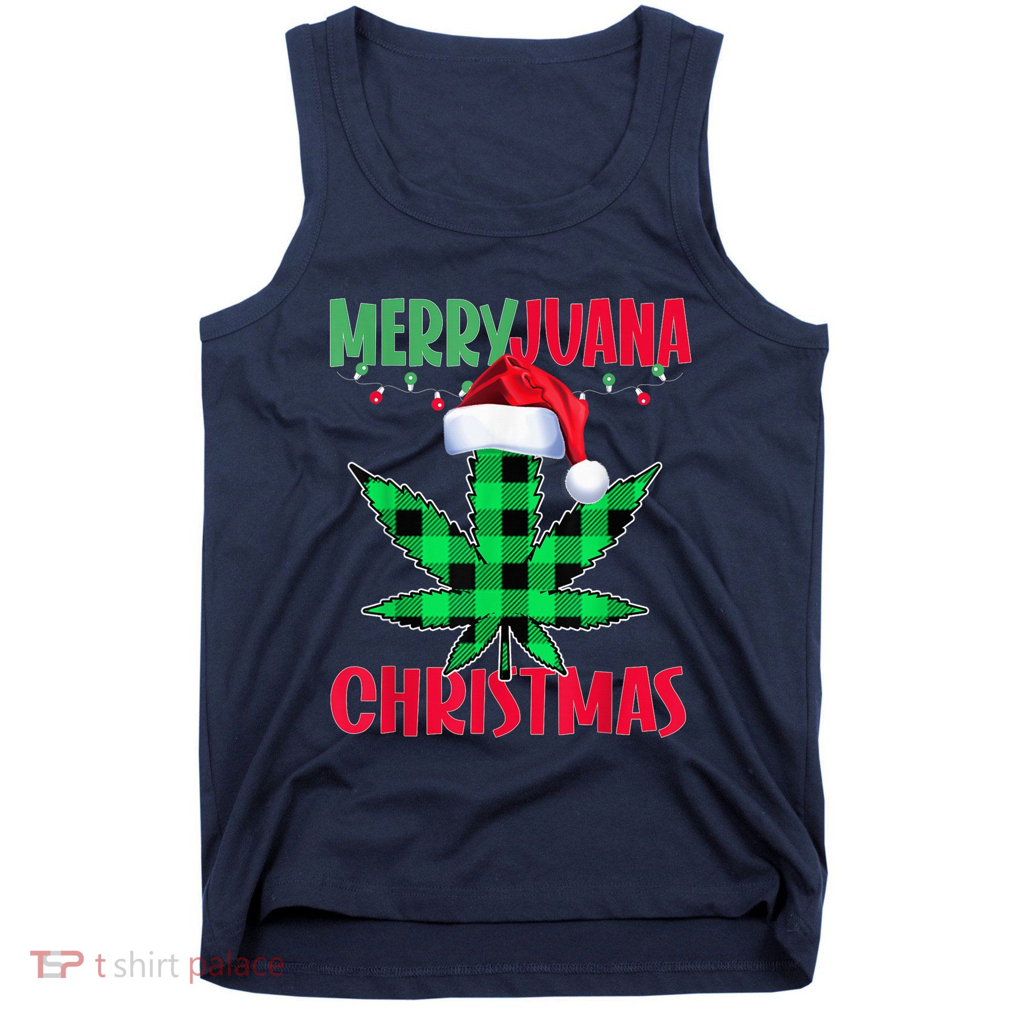 Merryjuana Weed Leaf Funny Christmas Pajama Xmas Tank Top