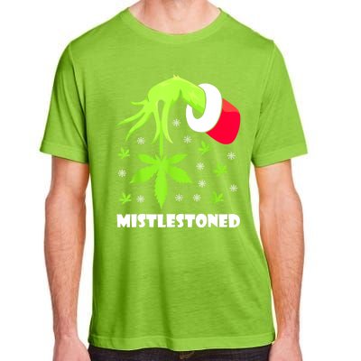 Mistlestoned Weed Leaf Cannabis Marijuana Ugly Christmas Adult ChromaSoft Performance T-Shirt