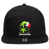 Mistlestoned Weed Leaf Cannabis Marijuana Ugly Christmas 7 Panel Mesh Trucker Snapback Hat