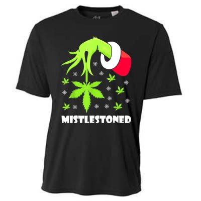 Mistlestoned Weed Leaf Cannabis Marijuana Ugly Christmas Cooling Performance Crew T-Shirt