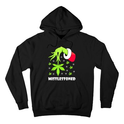 Mistlestoned Weed Leaf Cannabis Marijuana Ugly Christmas Hoodie